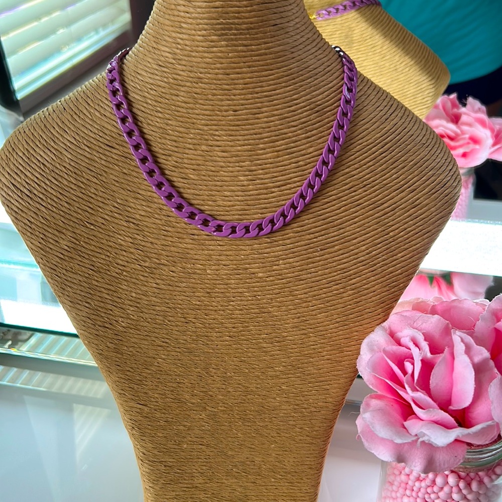 Magnetic Purple Enamel Necklace